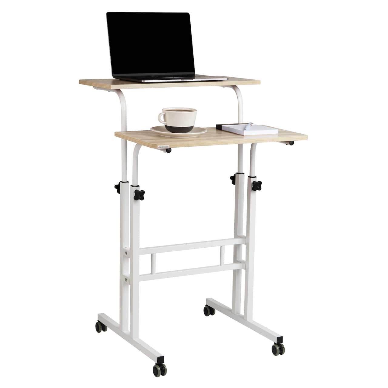Mind Reader Woodland Collection White Adjustable Mobile Sit & Stand Laptop Desk